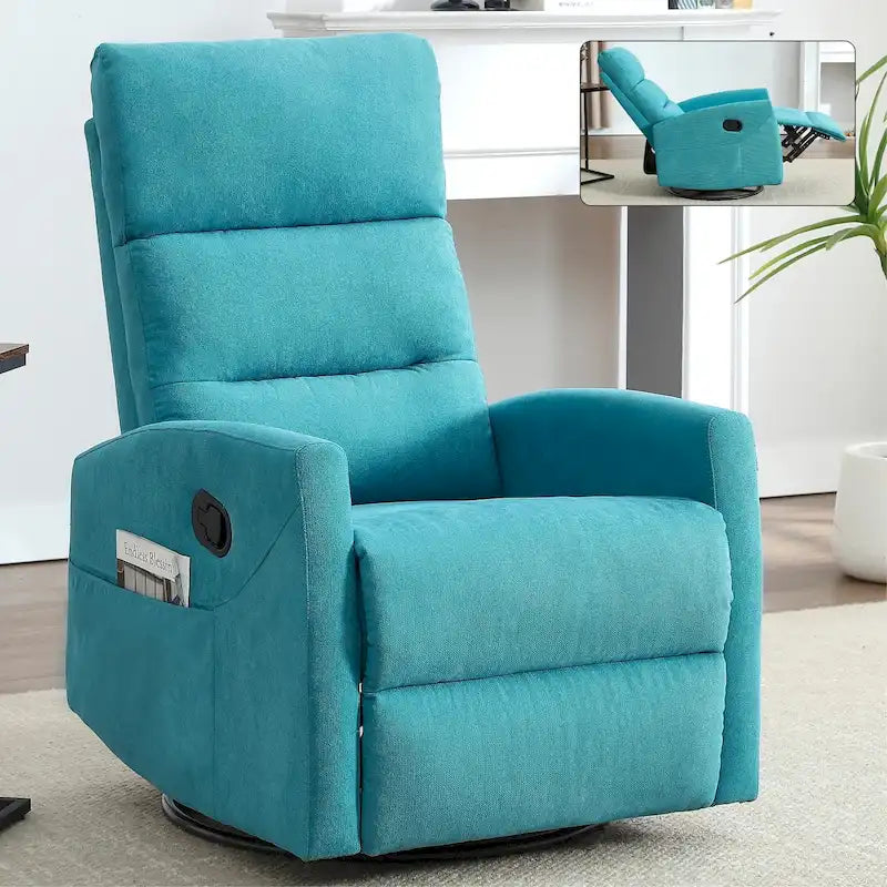 Fauteuil inclinable manuel en tissu avec fonction bascule et pivotante pour le salon