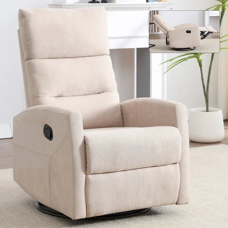 Fauteuil inclinable manuel en tissu avec fonction bascule et pivotante pour le salon