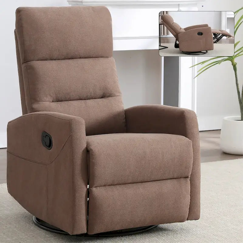 Fauteuil inclinable manuel en tissu avec fonction bascule et pivotante pour le salon