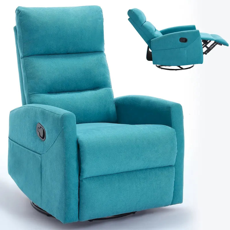 Fauteuil inclinable manuel en tissu avec fonction bascule et pivotante pour le salon