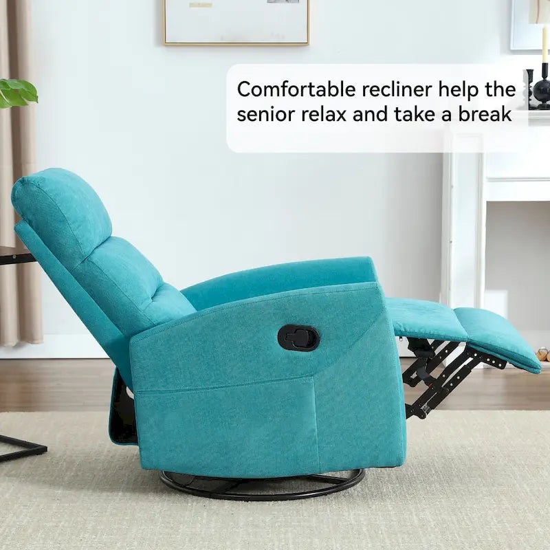 Fauteuil inclinable manuel en tissu avec fonction bascule et pivotante pour le salon