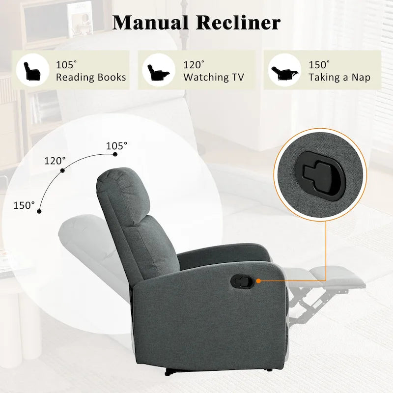 Fauteuil inclinable manuel moderne Fauteuil de cinéma maison inclinable manuel avec dossier réglable pour salon