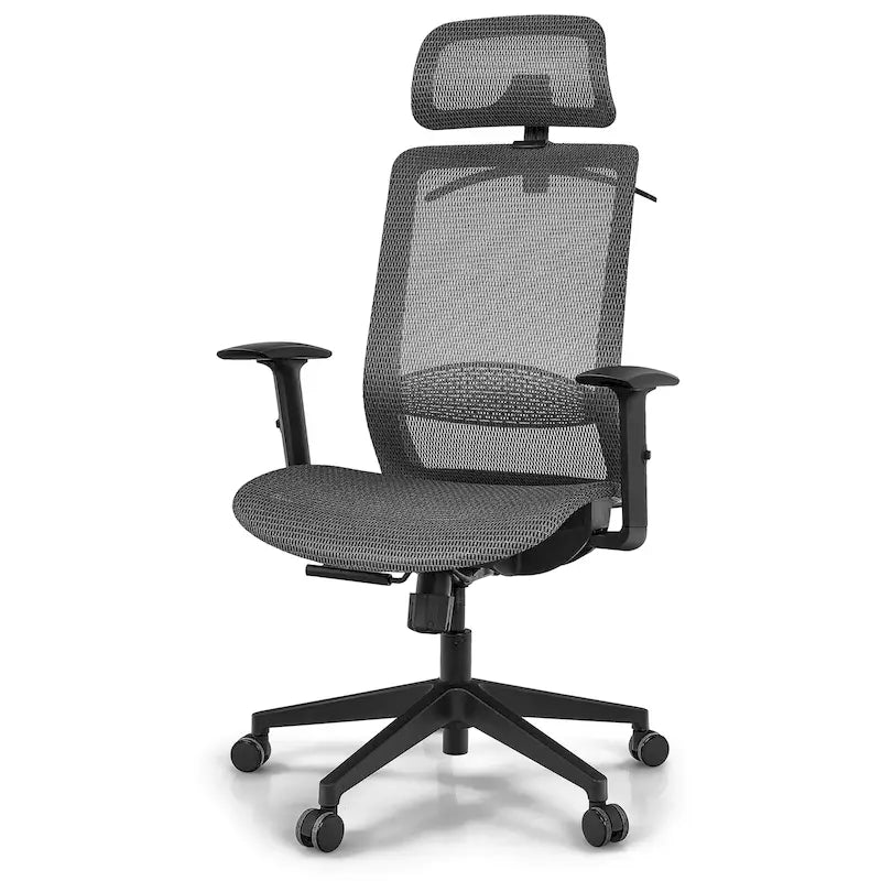 Chaise de bureau ergonomique à dossier haut en maille avec repose-pieds inclinable