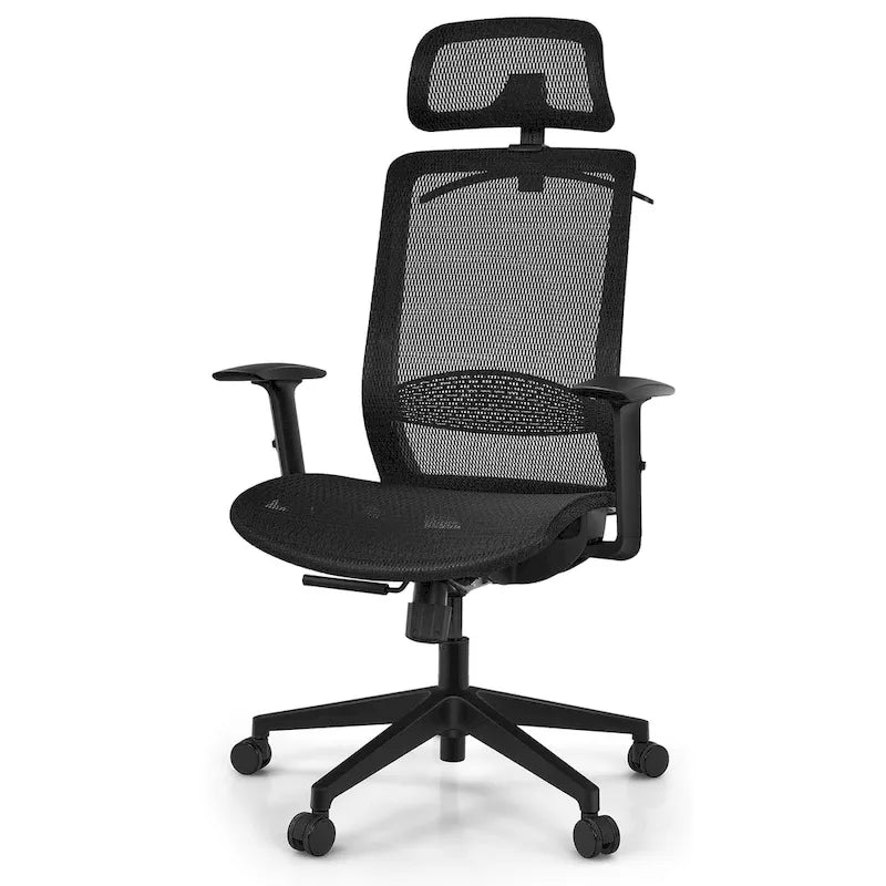Chaise de bureau ergonomique à dossier haut en maille avec repose-pieds inclinable