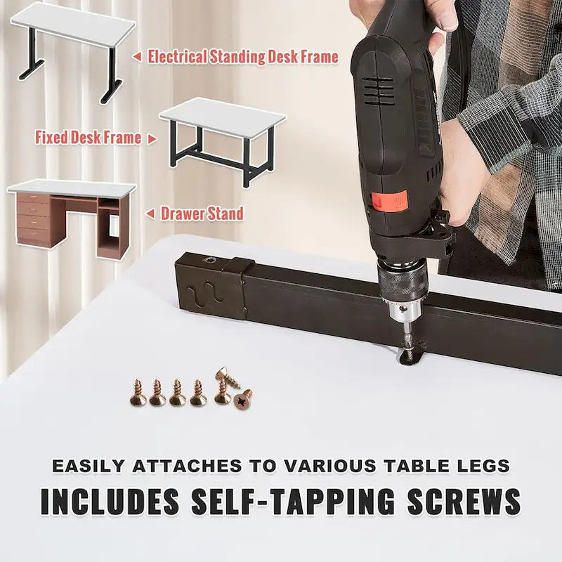 Plateau de table rectangulaire 60 x 25 pouces pour bureau assis-debout réglable, blanc - 34.8