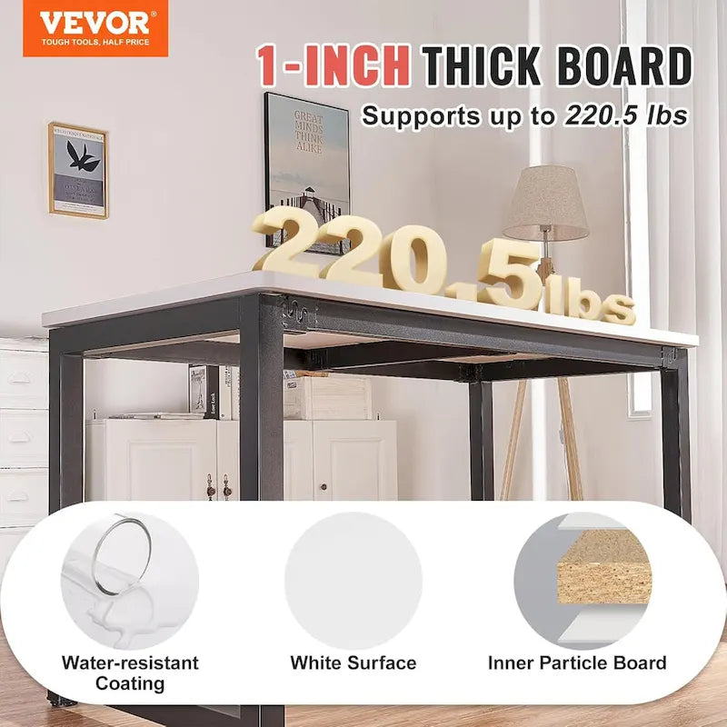 Plateau de table rectangulaire 60 x 25 pouces pour bureau assis-debout réglable, blanc - 34.8