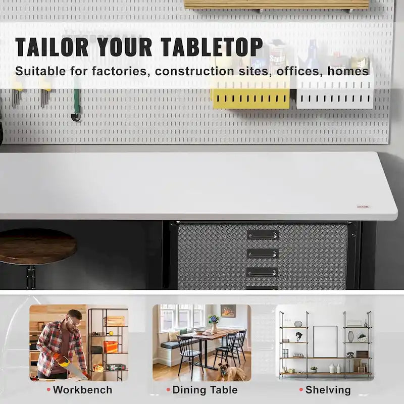 Plateau de table rectangulaire 60 x 25 pouces pour bureau assis-debout réglable, blanc - 34.8