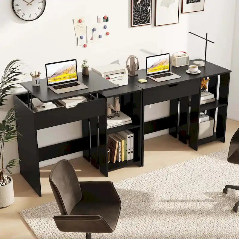 Bureau informatique relevable avec rangements cachés - Voir détails