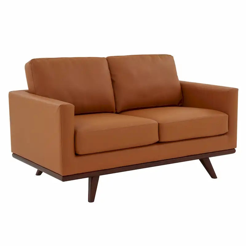 Causeuse Chester Modern Leather 2 places, canapé avec base en bois de bouleau pour salon, chambre, jardin - 58.27