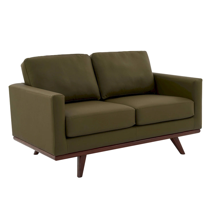 Causeuse Chester Modern Leather 2 places, canapé avec base en bois de bouleau pour salon, chambre, jardin - 58.27