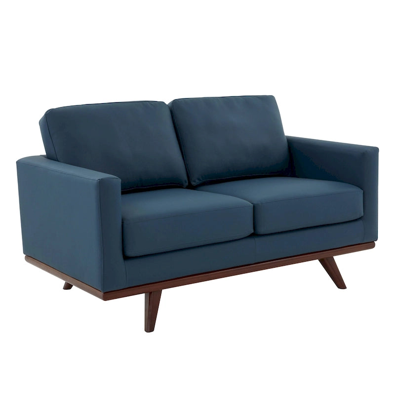 Causeuse Chester Modern Leather 2 places, canapé avec base en bois de bouleau pour salon, chambre, jardin - 58.27