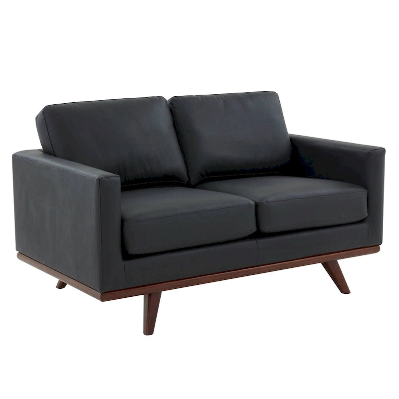 Causeuse Chester Modern Leather 2 places, canapé avec base en bois de bouleau pour salon, chambre, jardin - 58.27