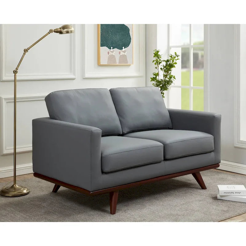 Causeuse Chester Modern Leather 2 places, canapé avec base en bois de bouleau pour salon, chambre, jardin - 58.27