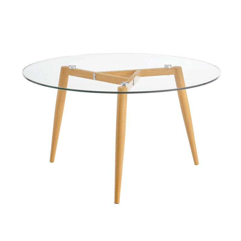 Table basse Van Beuren avec pieds coniques et plateau en verre