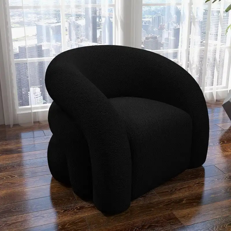 Fauteuil d'appoint rembourré en tissu bouclette pivotant à 360 degrés, style Glam moderne, avec dossier capitonné