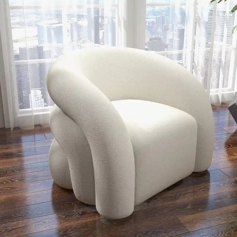 Fauteuil d'appoint rembourré en tissu bouclette pivotant à 360 degrés, style Glam moderne, avec dossier capitonné