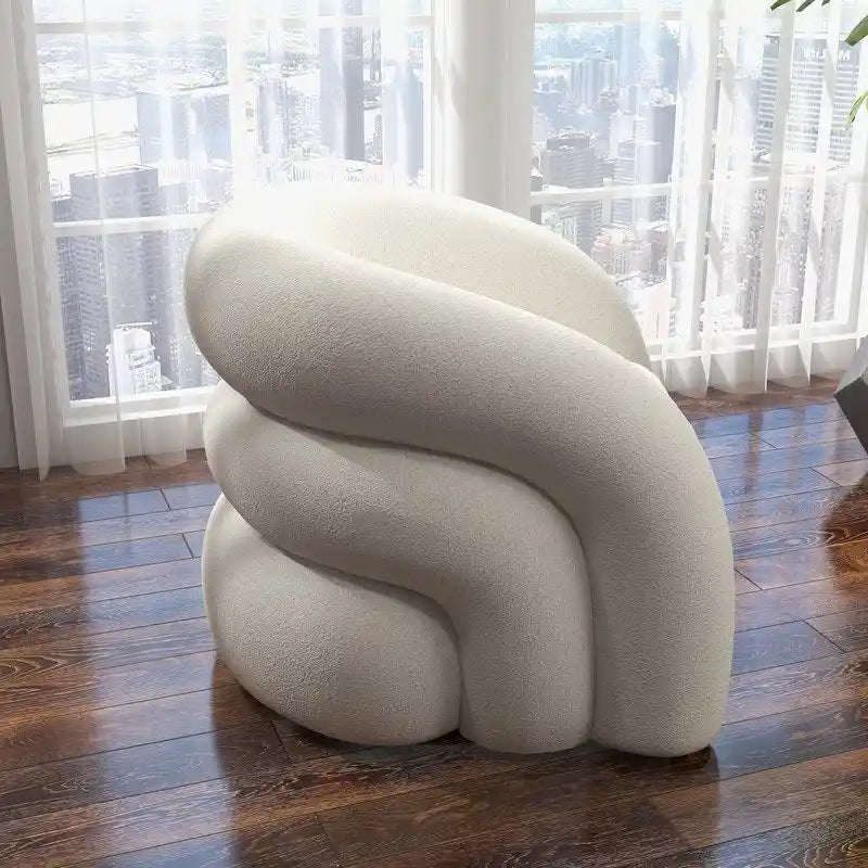 Fauteuil d'appoint rembourré en tissu bouclette pivotant à 360 degrés, style Glam moderne, avec dossier capitonné