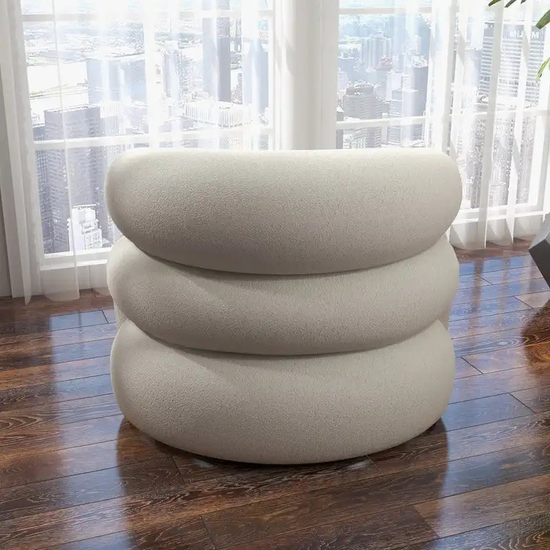 Fauteuil d'appoint rembourré en tissu bouclette pivotant à 360 degrés, style Glam moderne, avec dossier capitonné