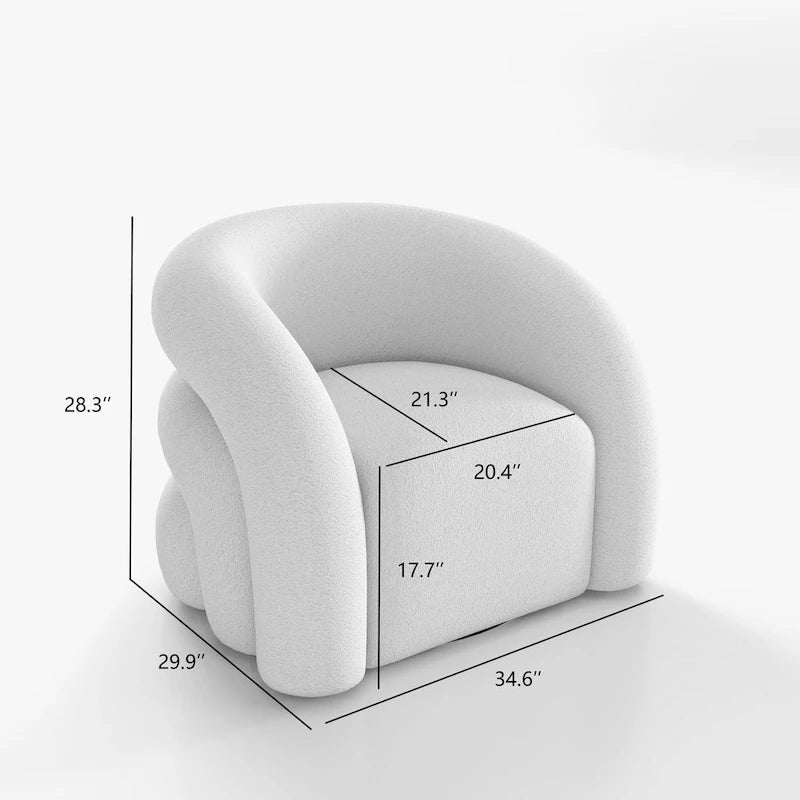 Fauteuil d'appoint rembourré en tissu bouclette pivotant à 360 degrés, style Glam moderne, avec dossier capitonné