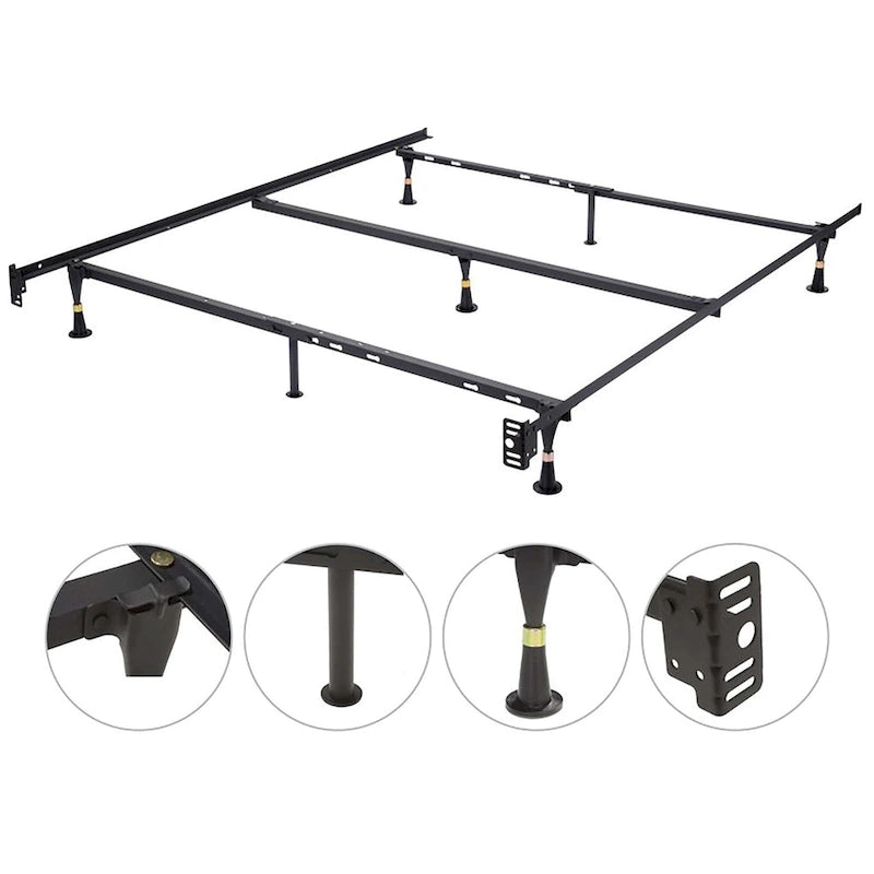 Cadre de lit double/double XL/grand en métal (pieds glissants)